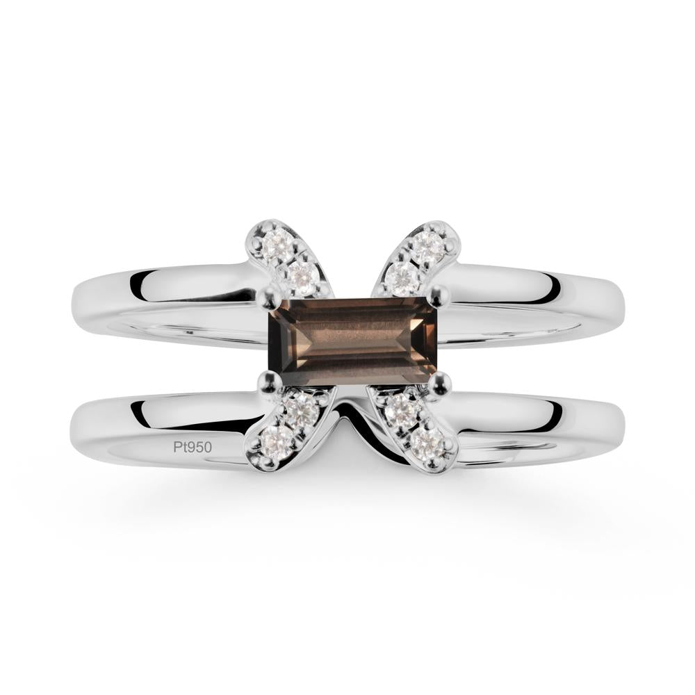 Double Band Pisces Zodiac Smoky Quartz Ring-Dreamy and Sensitive - LUO Jewelry #metal_platinum