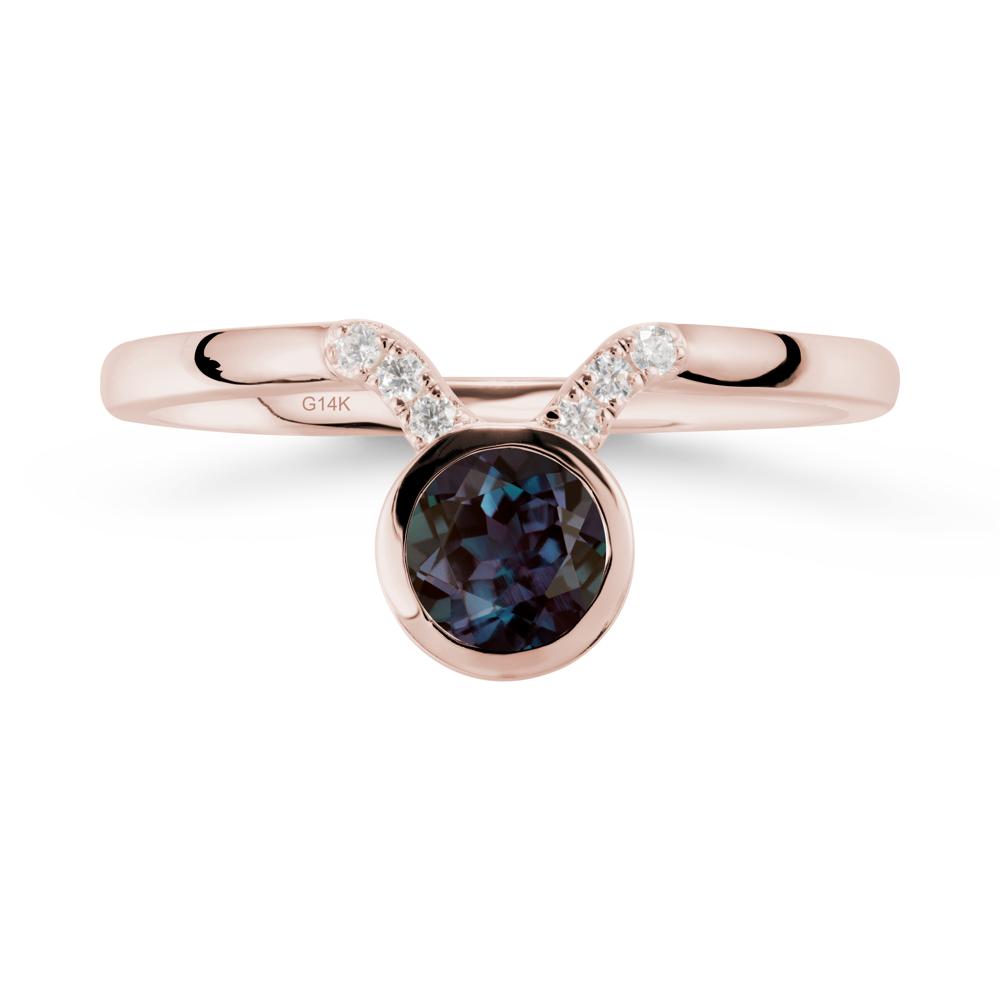 Round Alexandrite Taurus Zodiac Ring-Sensual & Loyal - LUO Jewelry #metal_14k rose gold
