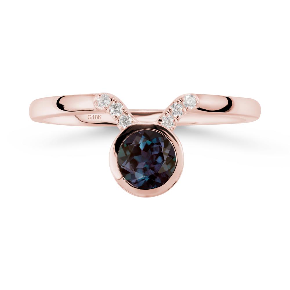 Round Alexandrite Taurus Zodiac Ring-Sensual & Loyal - LUO Jewelry #metal_18k rose gold