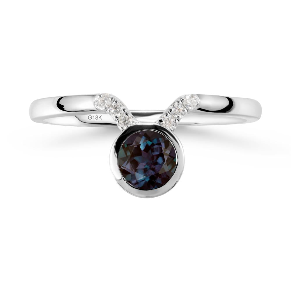 Round Alexandrite Taurus Zodiac Ring-Sensual & Loyal - LUO Jewelry #metal_18k white gold