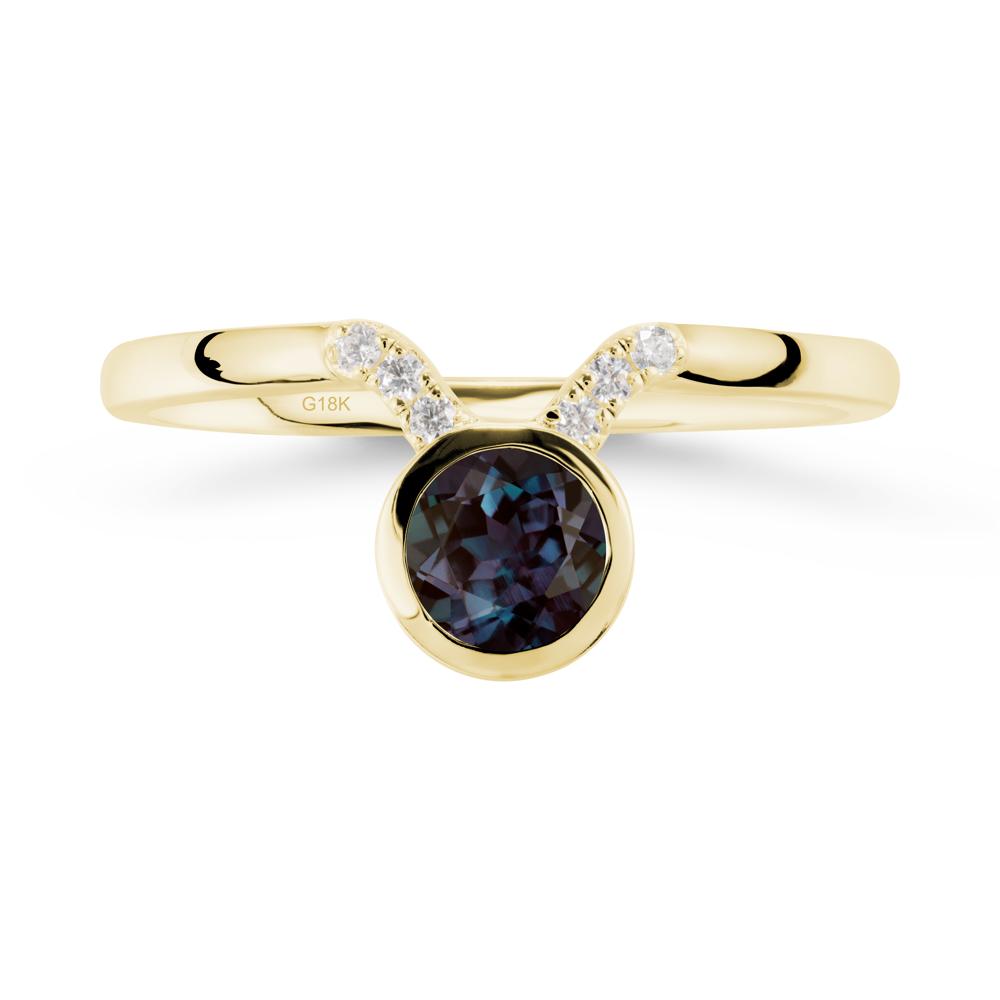 Round Alexandrite Taurus Zodiac Ring-Sensual & Loyal - LUO Jewelry #metal_18k yellow gold