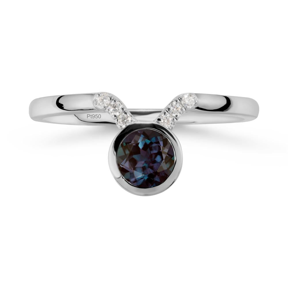 Round Alexandrite Taurus Zodiac Ring-Sensual & Loyal - LUO Jewelry #metal_platinum