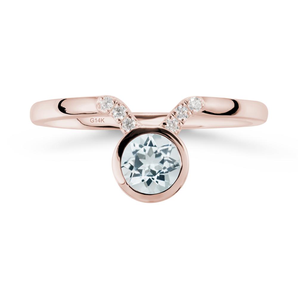 Round Aquamarine Taurus Zodiac Ring-Sensual & Loyal - LUO Jewelry #metal_14k rose gold