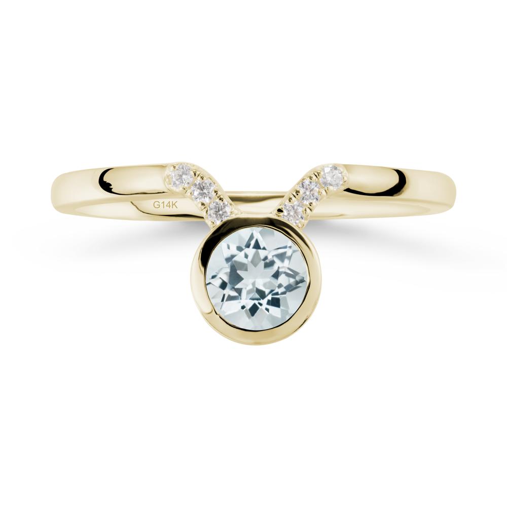 Round Aquamarine Taurus Zodiac Ring-Sensual & Loyal - LUO Jewelry #metal_14k yellow gold