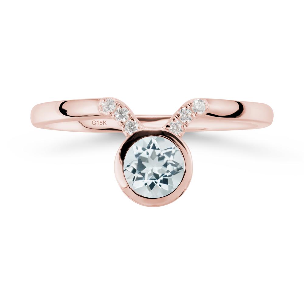 Round Aquamarine Taurus Zodiac Ring-Sensual & Loyal - LUO Jewelry #metal_18k rose gold