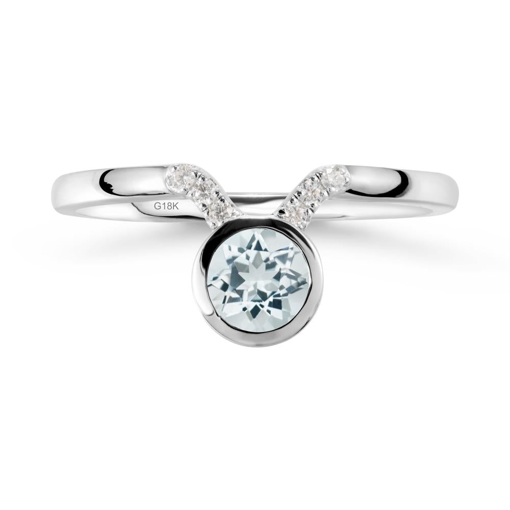 Round Aquamarine Taurus Zodiac Ring-Sensual & Loyal - LUO Jewelry #metal_18k white gold