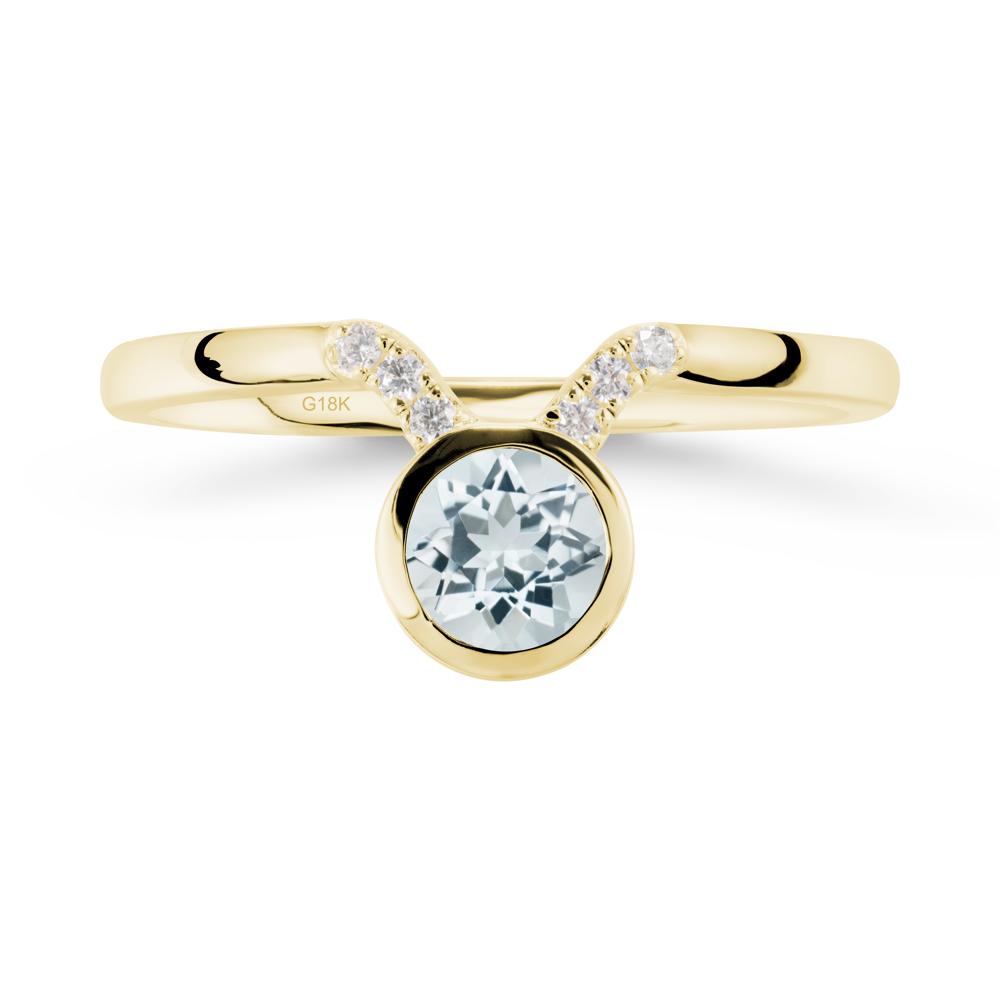 Round Aquamarine Taurus Zodiac Ring-Sensual & Loyal - LUO Jewelry #metal_18k yellow gold
