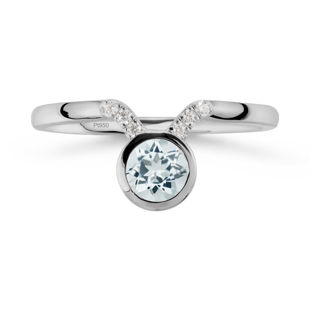 Round Aquamarine Taurus Zodiac Ring-Sensual & Loyal - LUO Jewelry #metal_platinum