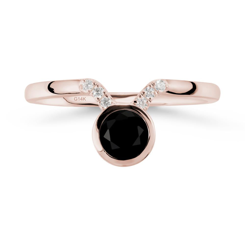Taurus Zodiac Black Spinel Ring - LUO Jewelry #metal_14k rose gold