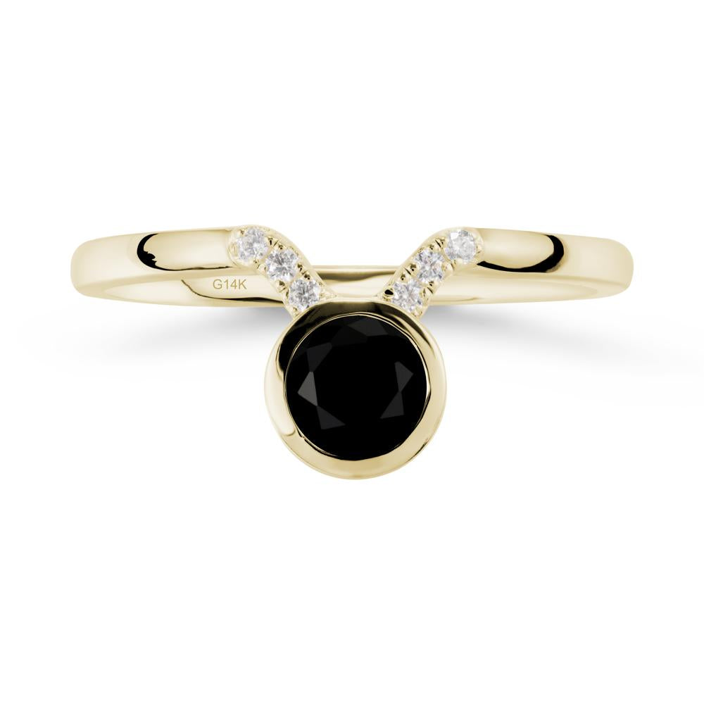 Taurus Zodiac Black Spinel Ring - LUO Jewelry #metal_14k yellow gold