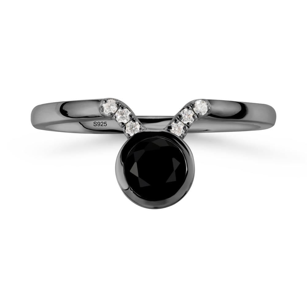 Taurus Zodiac Black Spinel Ring - LUO Jewelry #metal_black finish sterling silver
