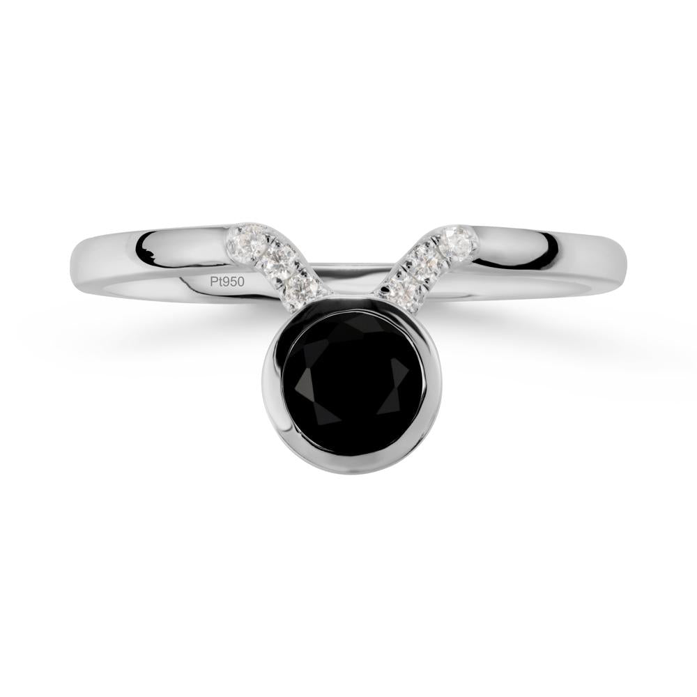 Taurus Zodiac Black Spinel Ring - LUO Jewelry #metal_platinum