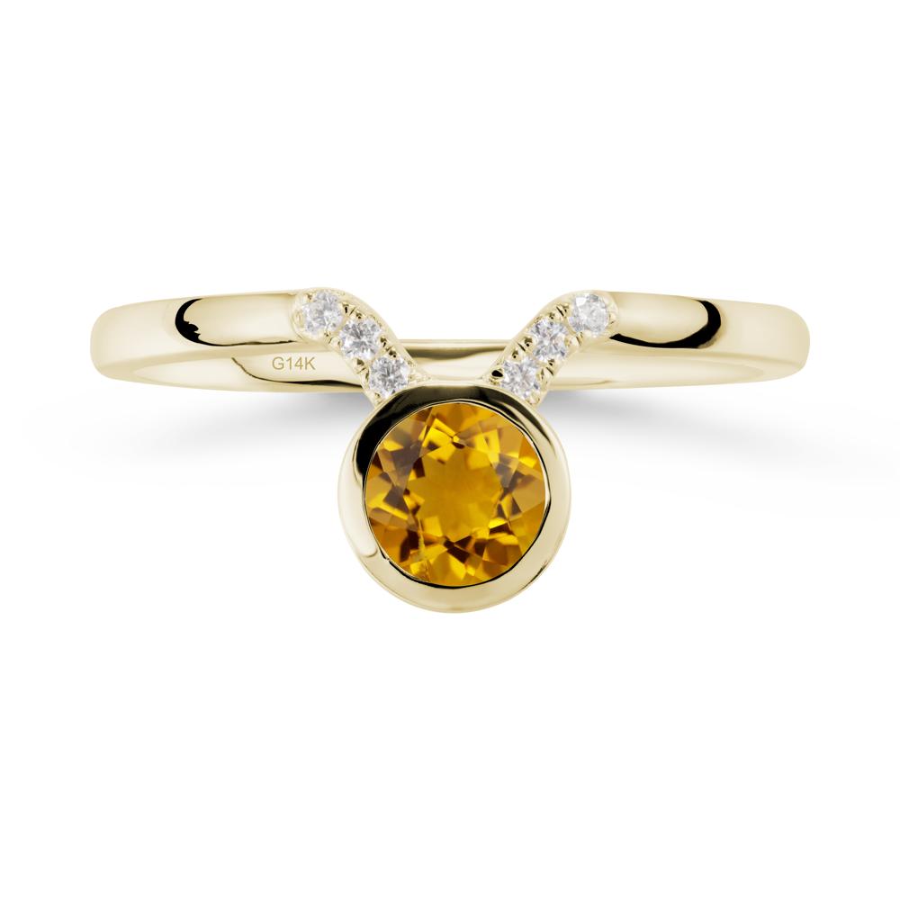 Round Citrine Taurus Zodiac Ring-Sensual & Loyal - LUO Jewelry #metal_14k yellow gold