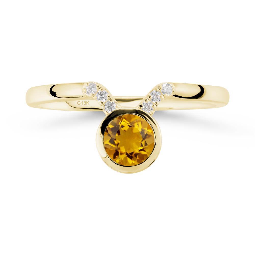 Round Citrine Taurus Zodiac Ring-Sensual & Loyal - LUO Jewelry #metal_18k yellow gold