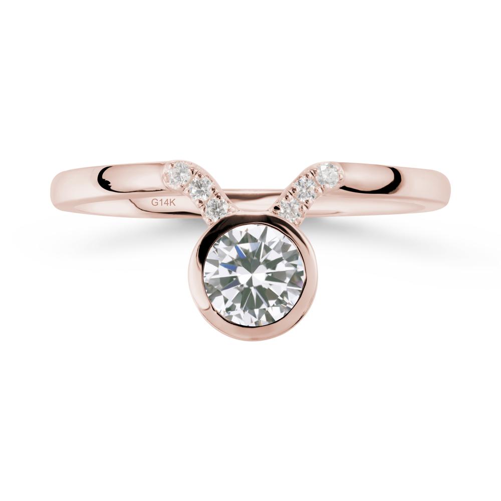 Taurus Zodiac Cubic Zirconia Ring - LUO Jewelry #metal_14k rose gold