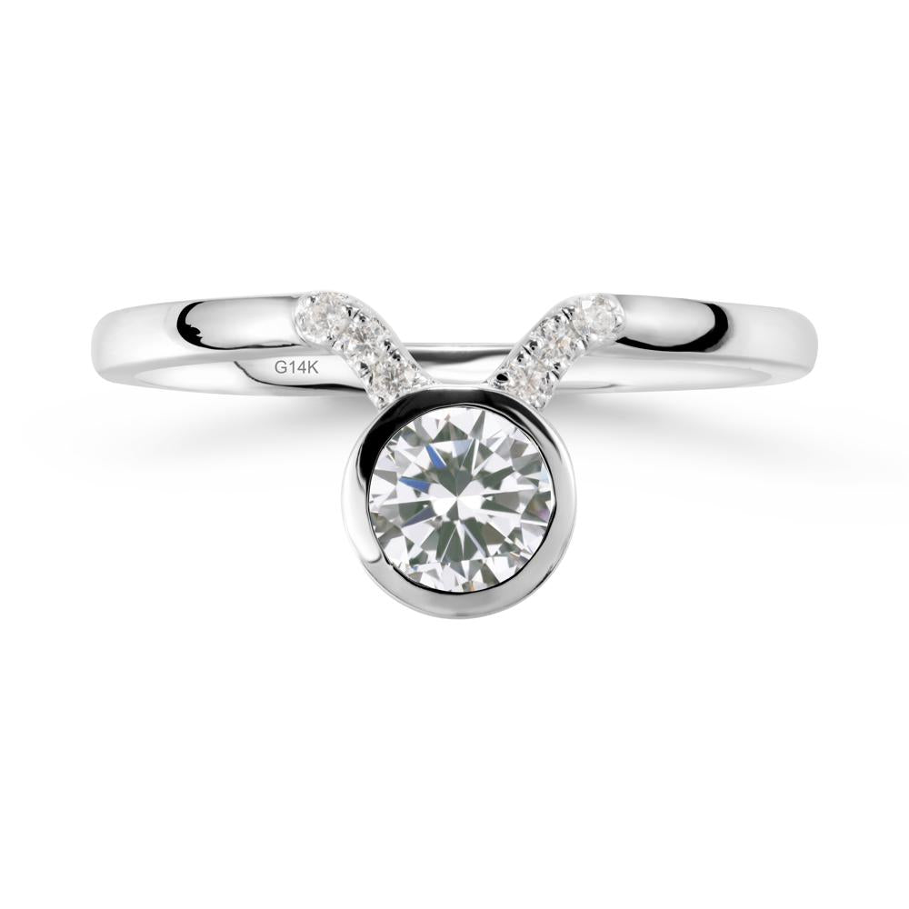 Taurus Zodiac Cubic Zirconia Ring - LUO Jewelry #metal_14k white gold