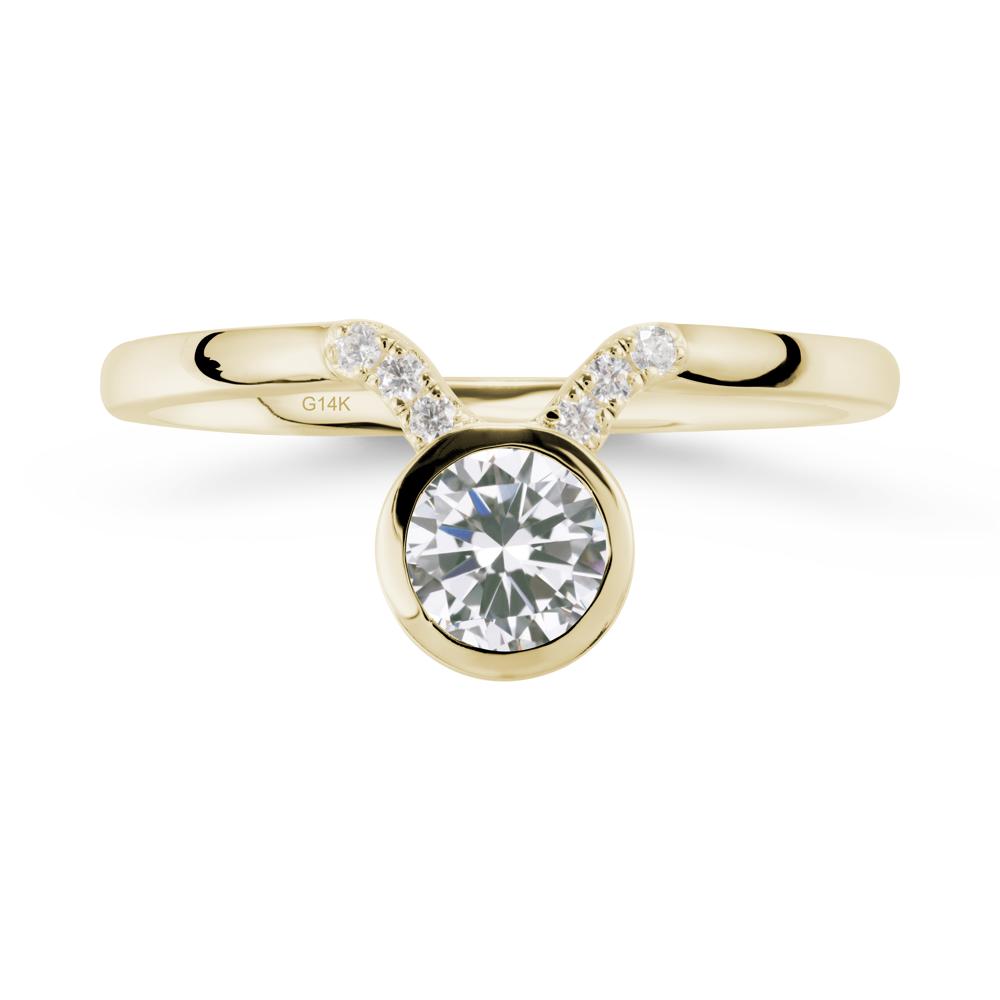 Taurus Zodiac Cubic Zirconia Ring - LUO Jewelry #metal_14k yellow gold