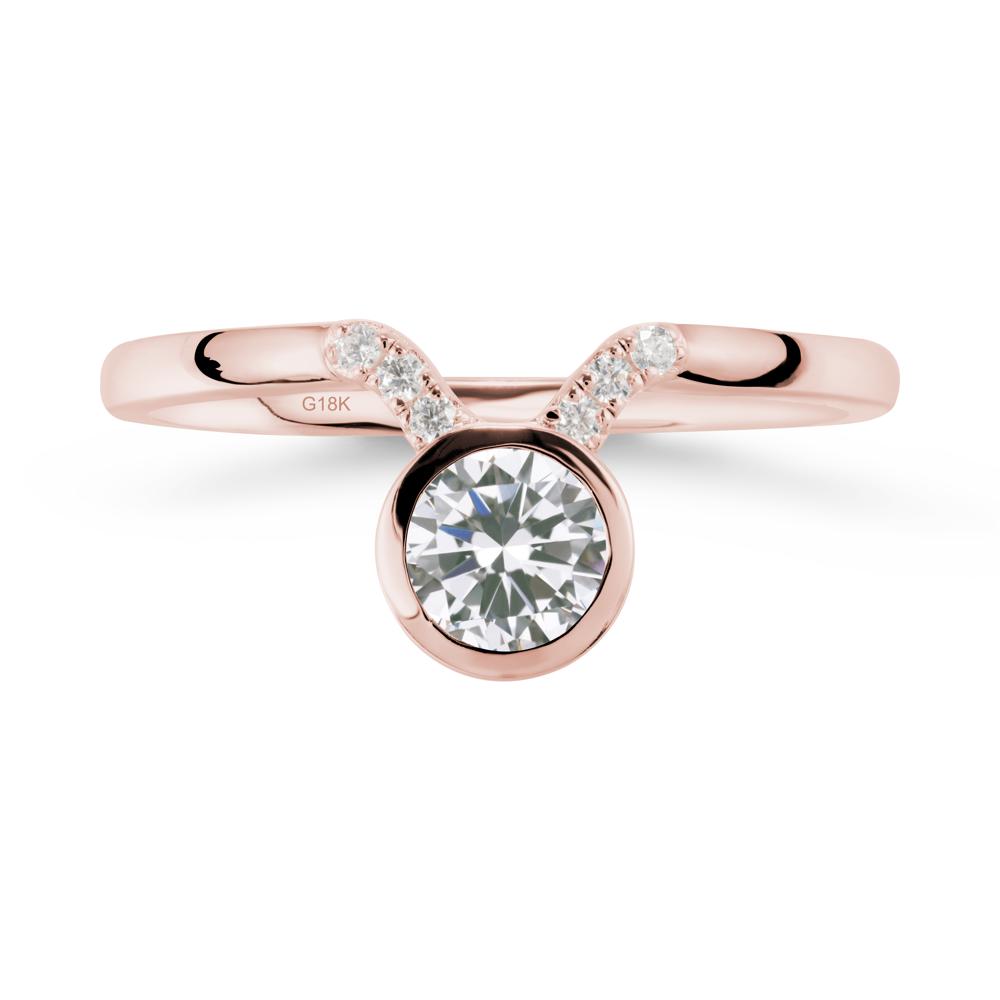 Taurus Zodiac Cubic Zirconia Ring - LUO Jewelry #metal_18k rose gold
