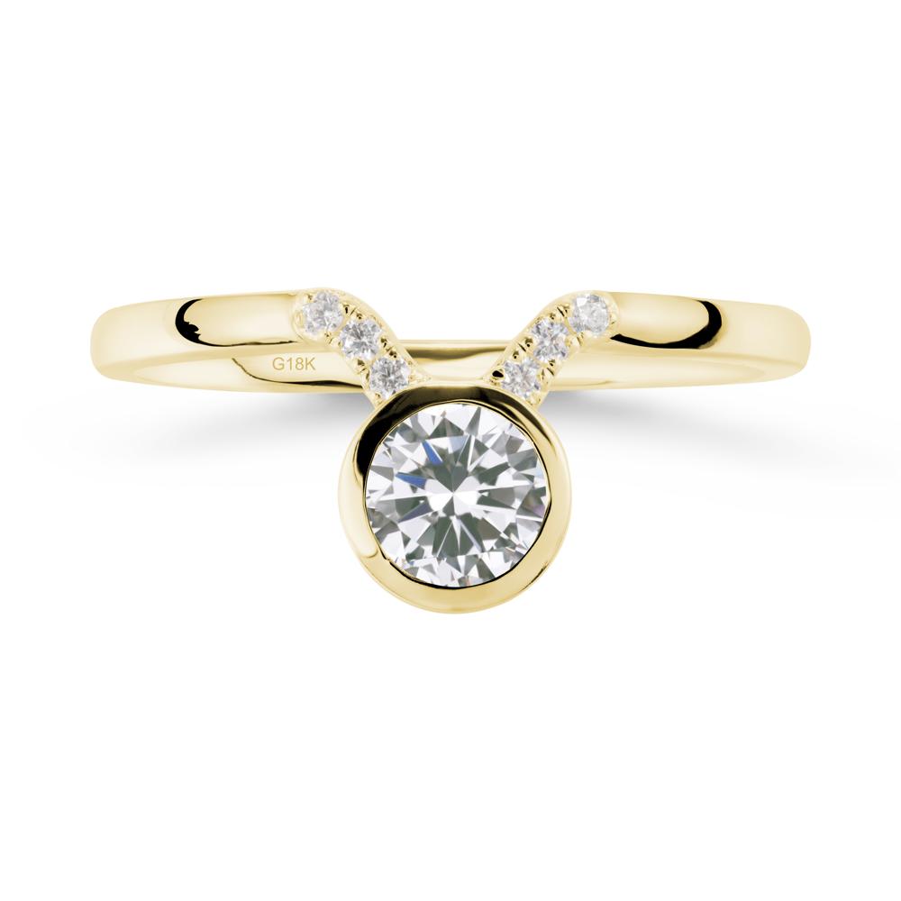 Taurus Zodiac Cubic Zirconia Ring - LUO Jewelry #metal_18k yellow gold