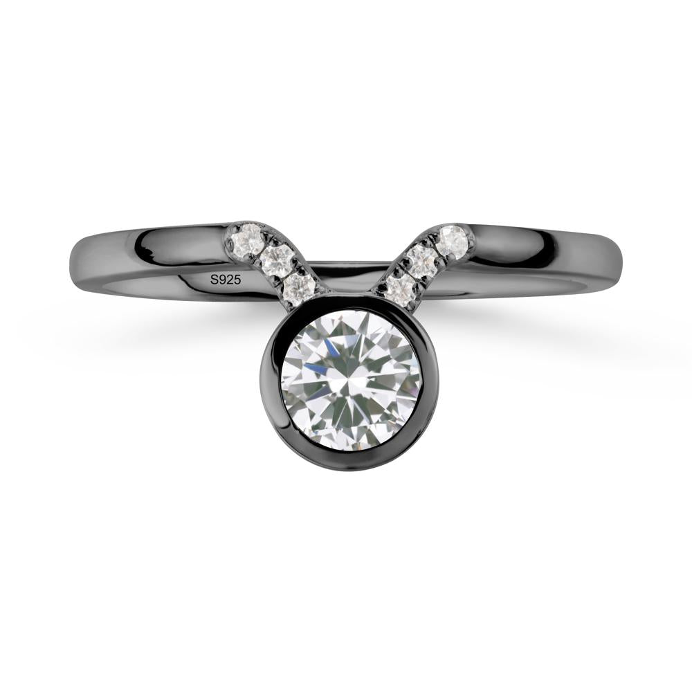 Taurus Zodiac Cubic Zirconia Ring - LUO Jewelry #metal_black finish sterling silver