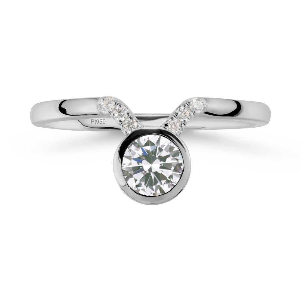 Taurus Zodiac Cubic Zirconia Ring - LUO Jewelry #metal_platinum