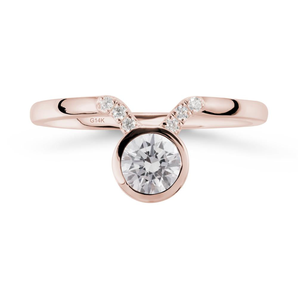 Round Diamond Taurus Zodiac Ring-Sensual & Loyal - LUO Jewelry #metal_14k rose gold