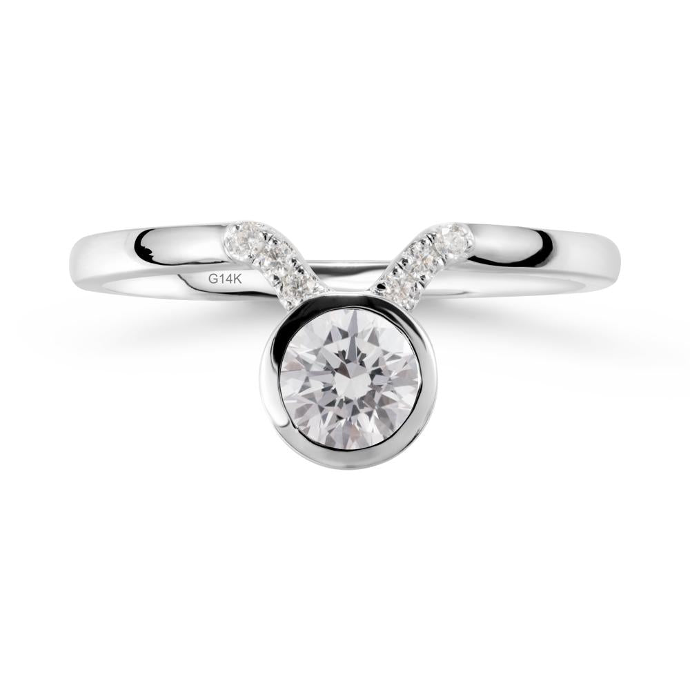 Round Diamond Taurus Zodiac Ring-Sensual & Loyal - LUO Jewelry #metal_14k white gold
