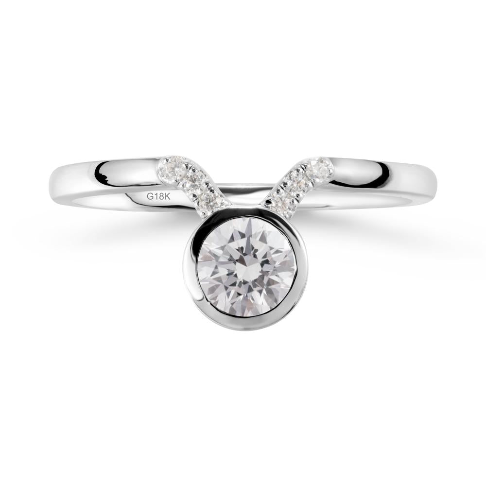 Round Diamond Taurus Zodiac Ring-Sensual & Loyal - LUO Jewelry #metal_18k white gold