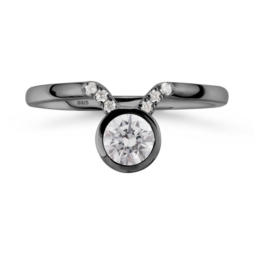 Round Diamond Taurus Zodiac Ring-Sensual & Loyal - LUO Jewelry #metal_black finish sterling silver