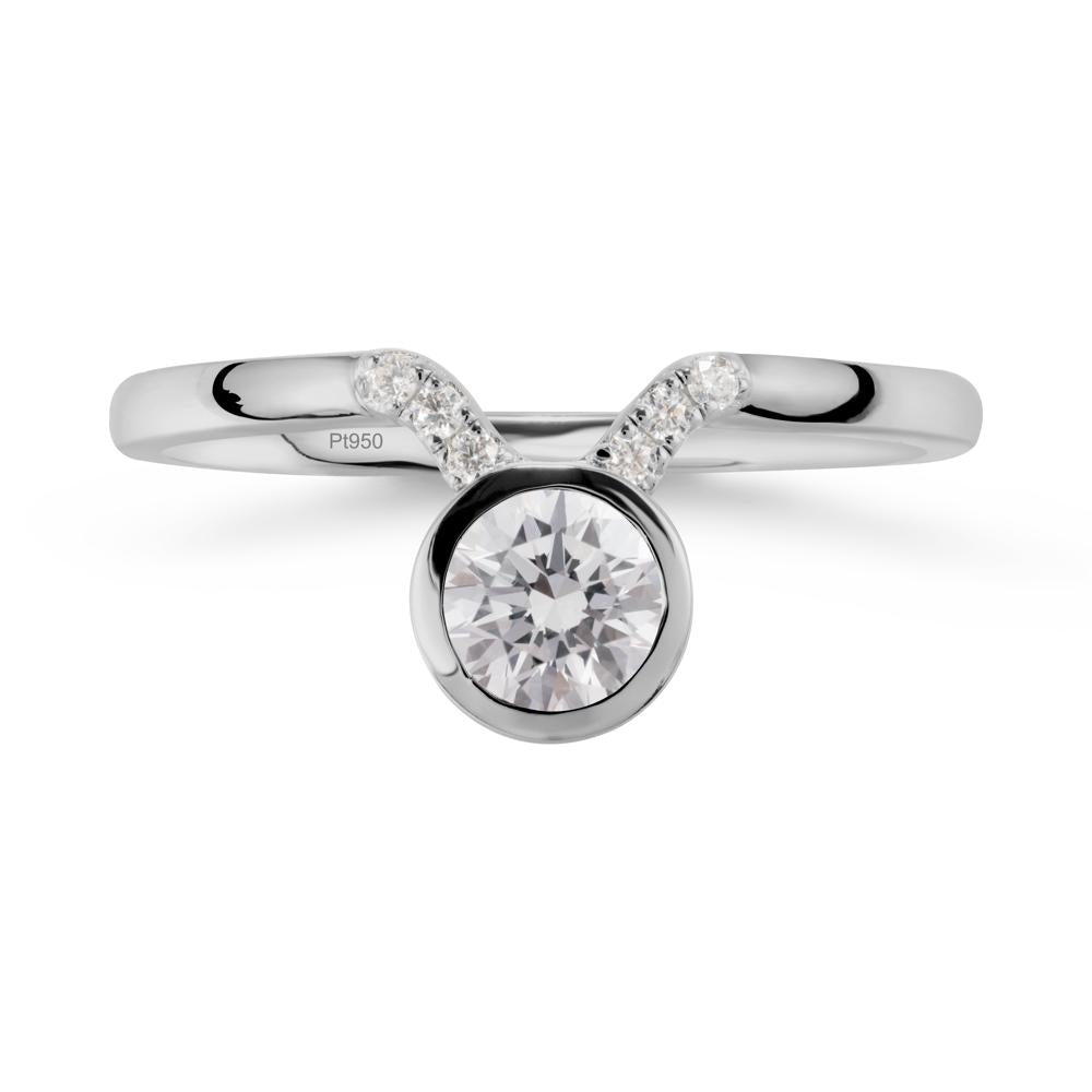 Round Diamond Taurus Zodiac Ring-Sensual & Loyal - LUO Jewelry #metal_platinum