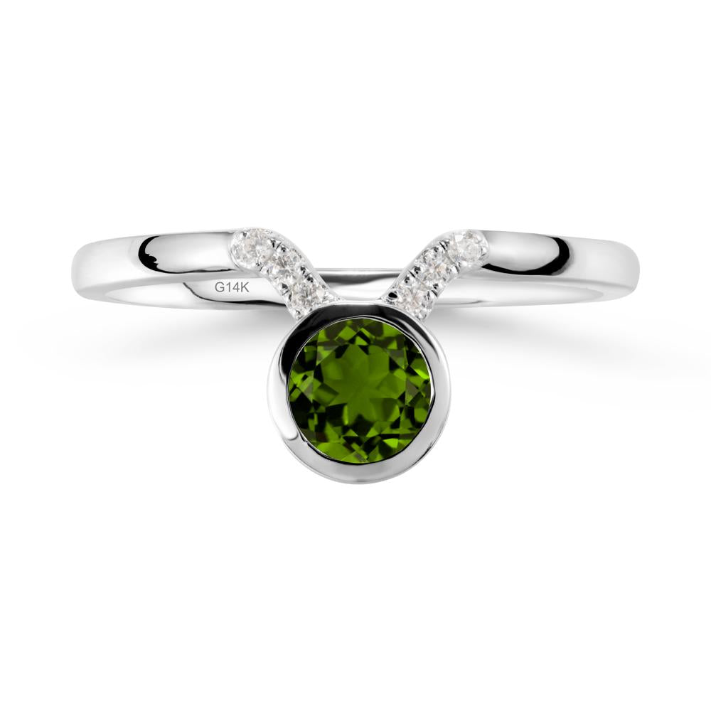 Taurus Zodiac Diopside Ring - LUO Jewelry #metal_14k white gold