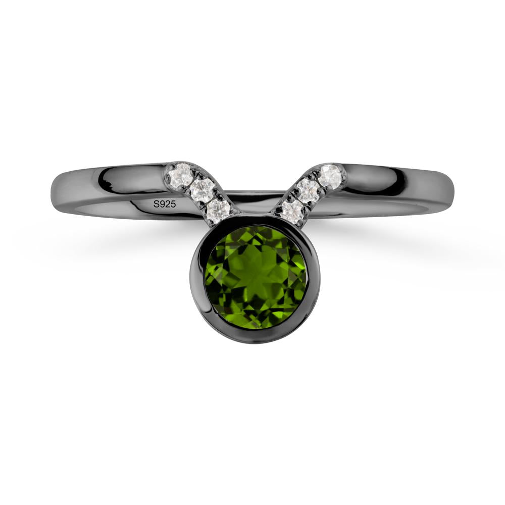 Taurus Zodiac Diopside Ring - LUO Jewelry #metal_black finish sterling silver