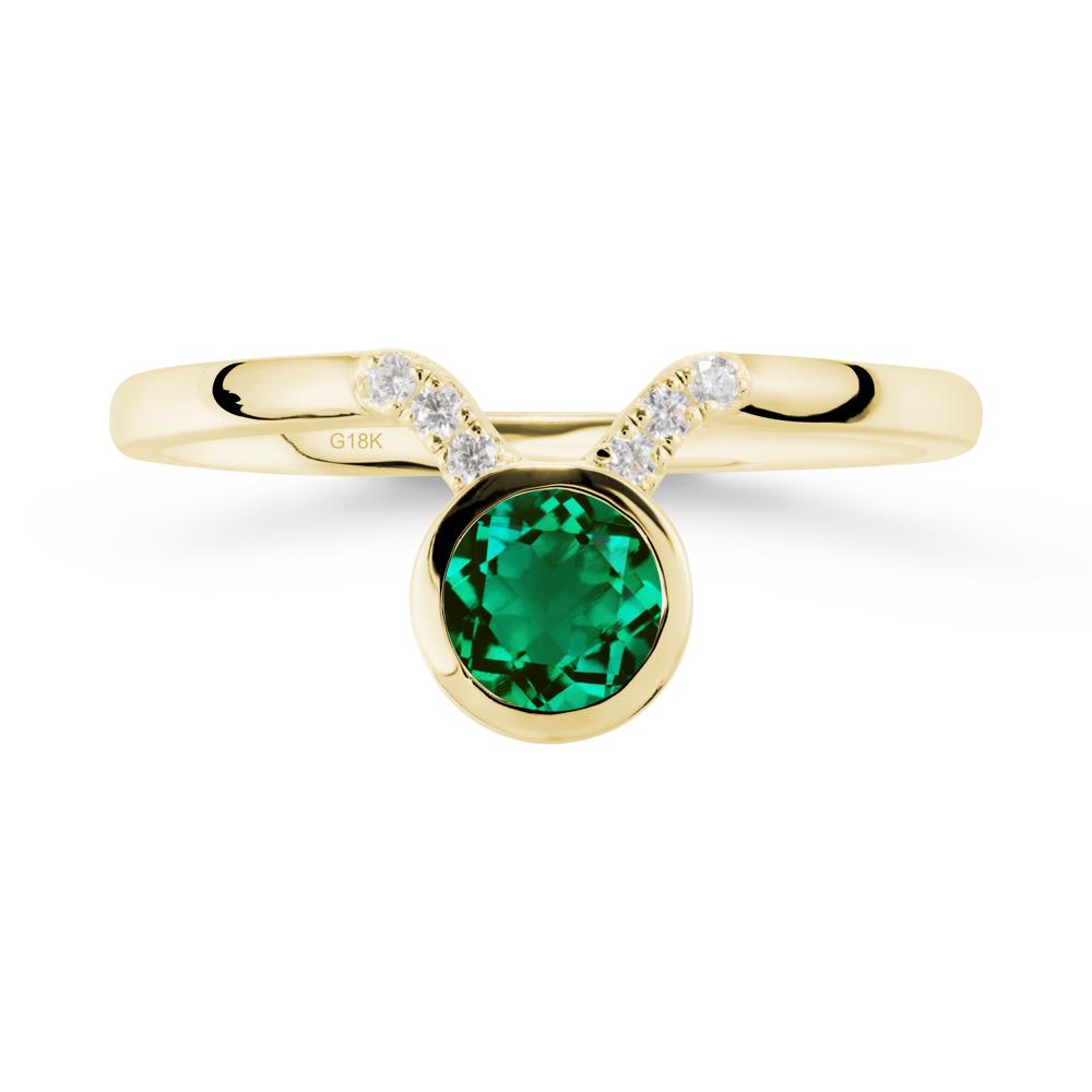 Round Emerald Taurus Zodiac Ring-Sensual & Loyal - LUO Jewelry #metal_18k yellow gold