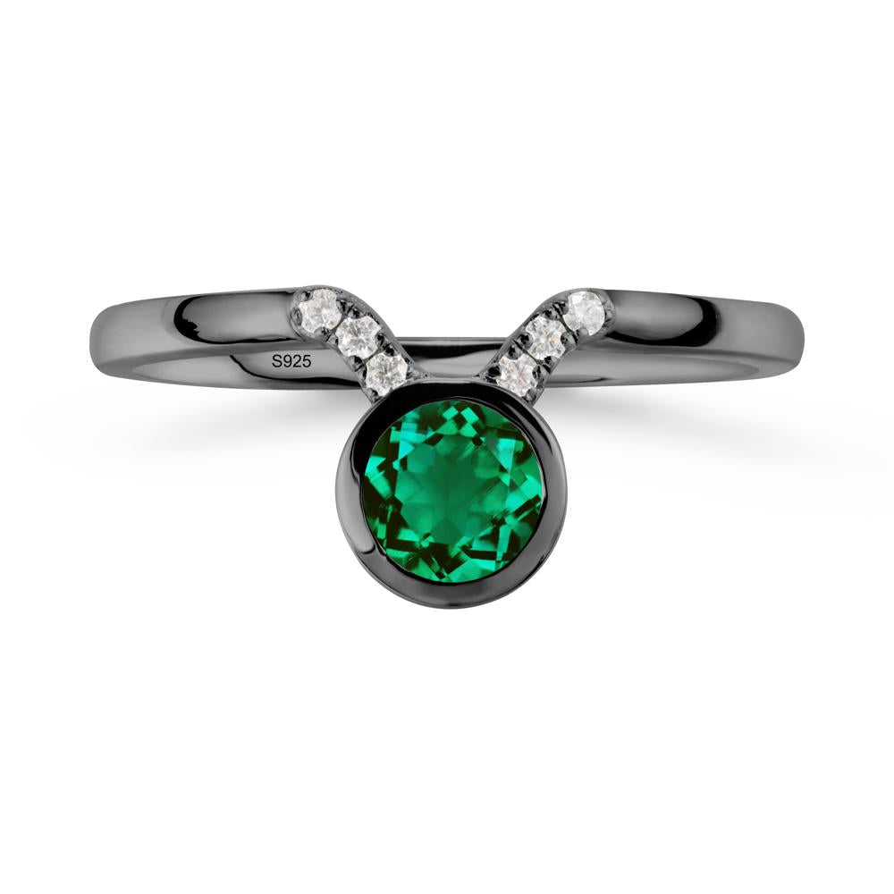 Round Emerald Taurus Zodiac Ring-Sensual & Loyal - LUO Jewelry #metal_black finish sterling silver