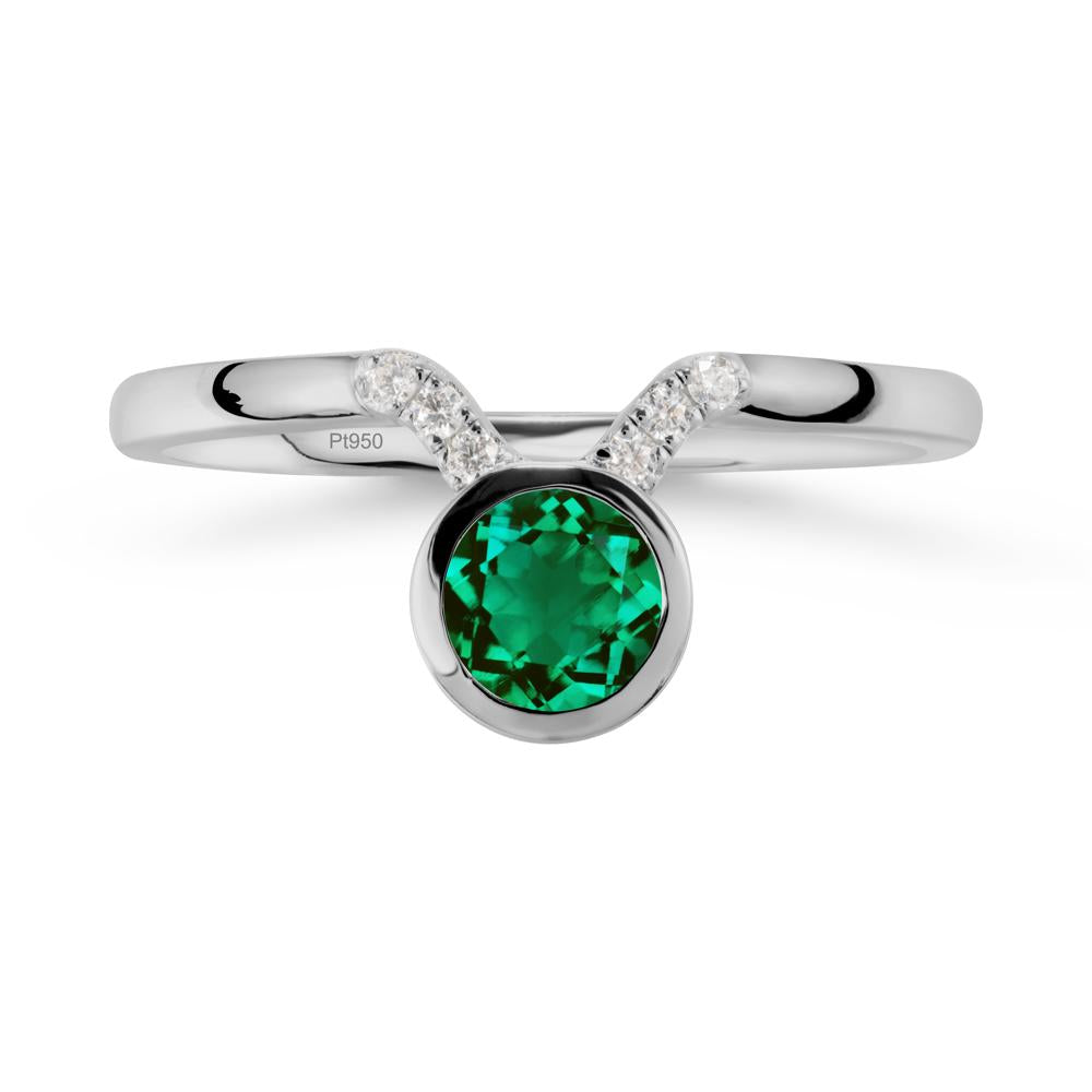 Round Emerald Taurus Zodiac Ring-Sensual & Loyal - LUO Jewelry #metal_platinum