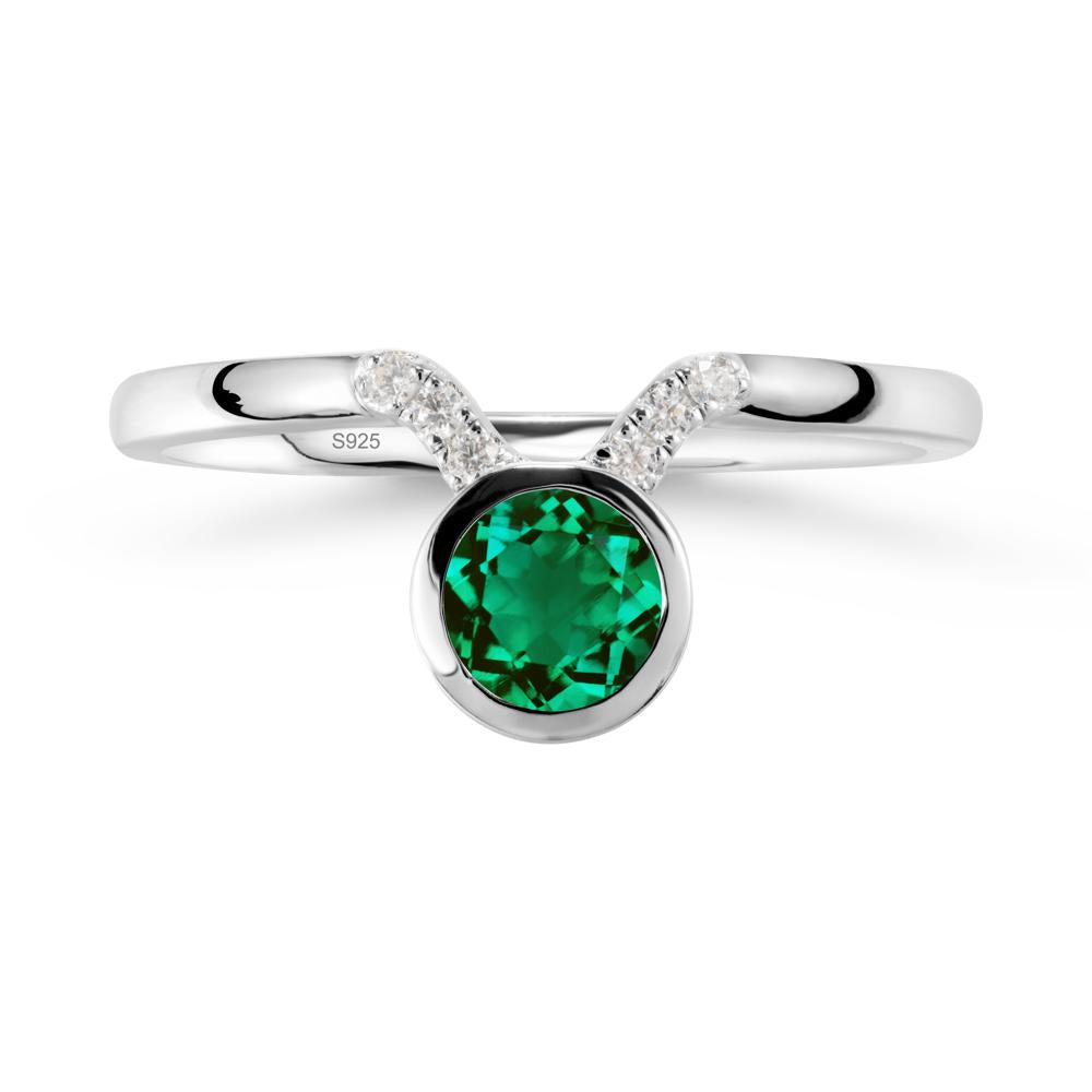 Round Emerald Taurus Zodiac Ring-Sensual & Loyal - LUO Jewelry #metal_sterling silver