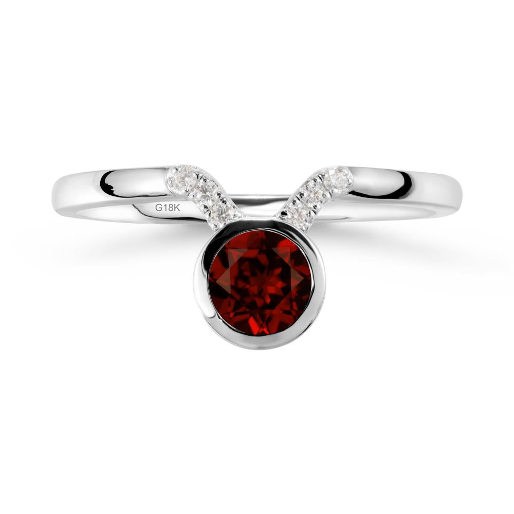 Taurus Zodiac Garnet Ring - LUO Jewelry #metal_18k white gold