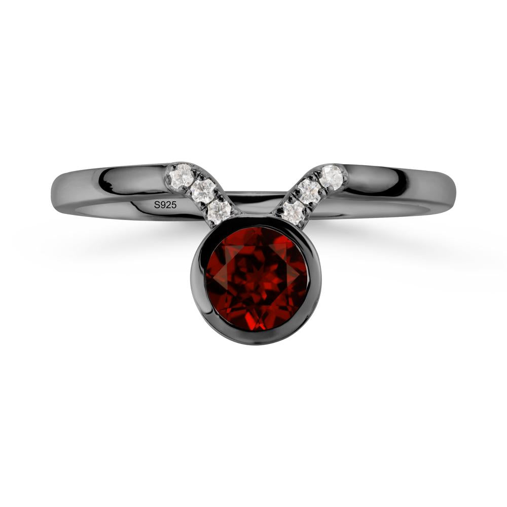 Taurus Zodiac Garnet Ring - LUO Jewelry #metal_black finish sterling silver