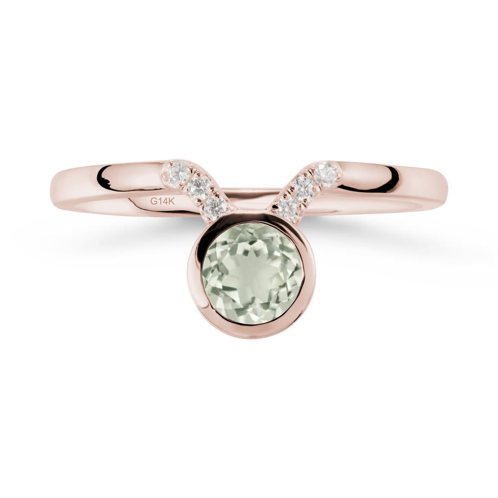 Round Green Amethyst Taurus Zodiac Ring-Sensual & Loyal - LUO Jewelry #metal_14k rose gold
