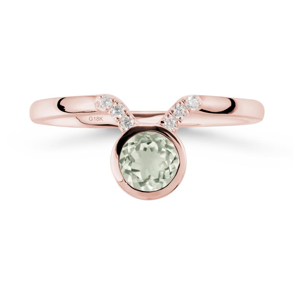 Round Green Amethyst Taurus Zodiac Ring-Sensual & Loyal - LUO Jewelry #metal_18k rose gold
