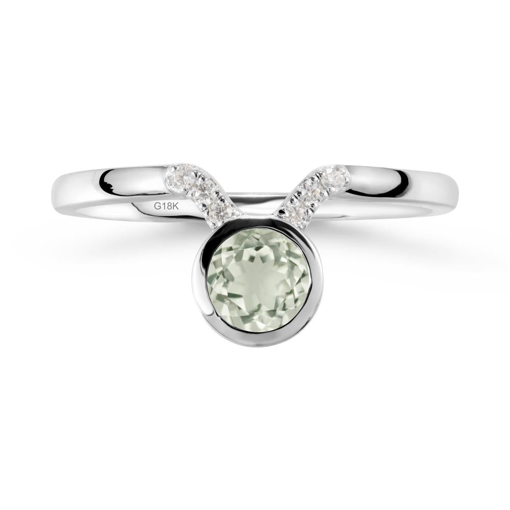 Round Green Amethyst Taurus Zodiac Ring-Sensual & Loyal - LUO Jewelry #metal_18k white gold
