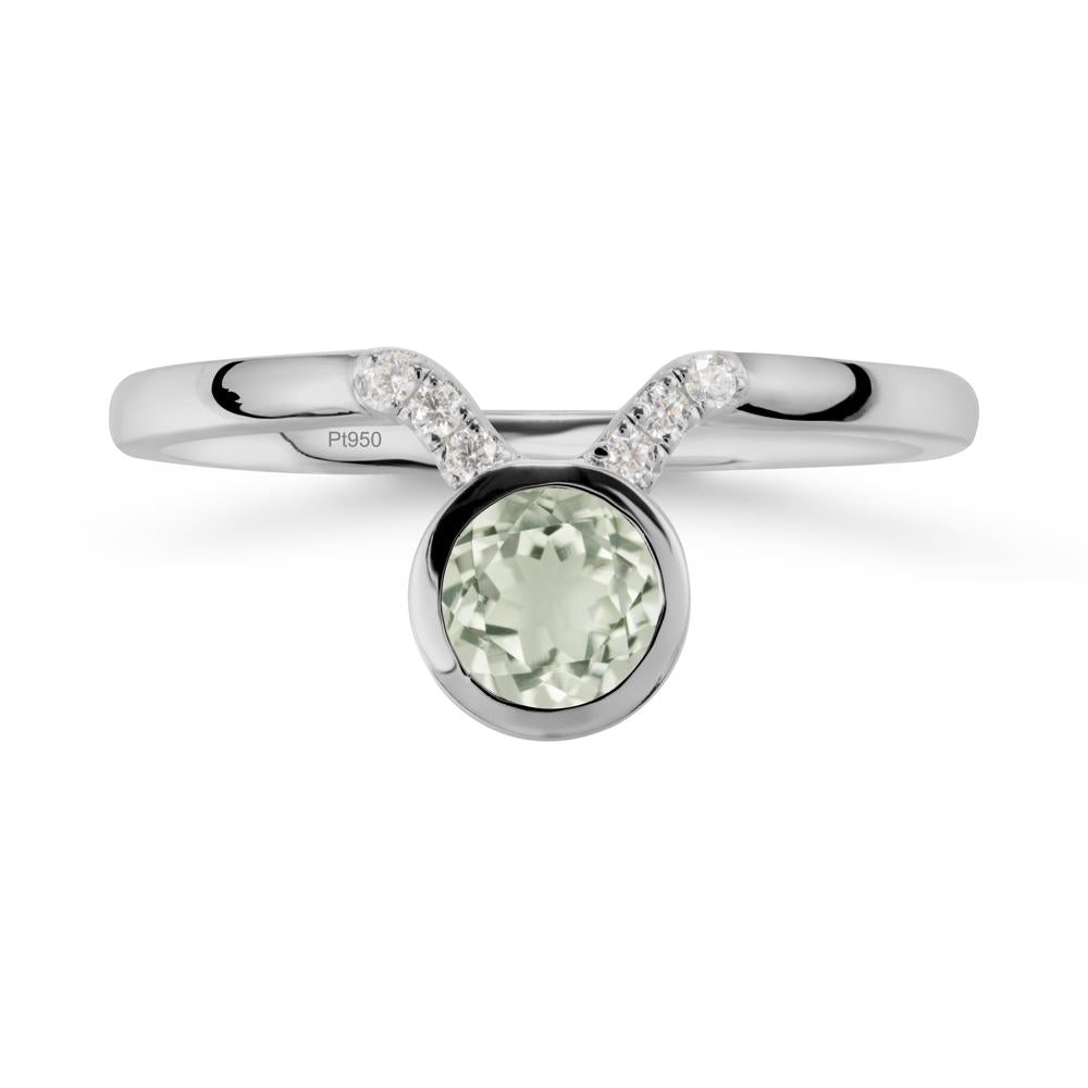 Round Green Amethyst Taurus Zodiac Ring-Sensual & Loyal - LUO Jewelry #metal_platinum
