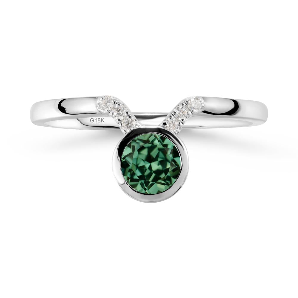 Taurus Zodiac Green Sapphire Ring - LUO Jewelry #metal_18k white gold