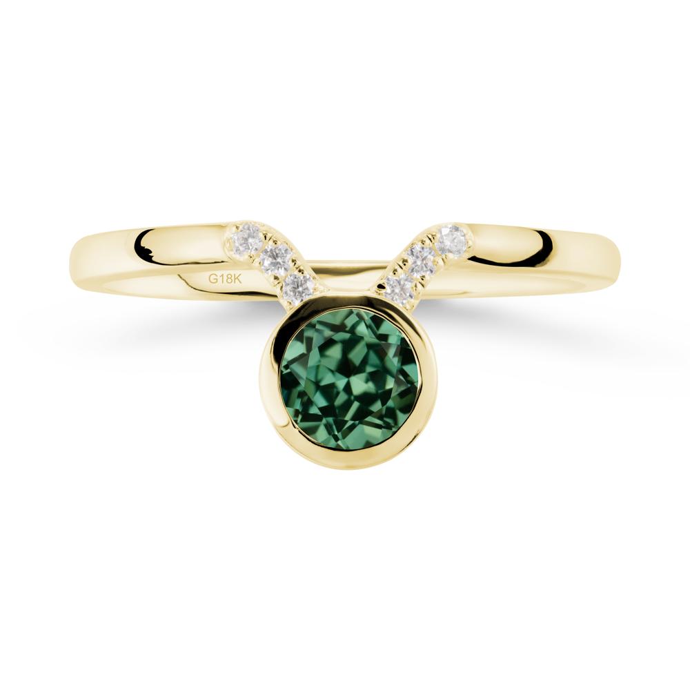 Taurus Zodiac Green Sapphire Ring - LUO Jewelry #metal_18k yellow gold