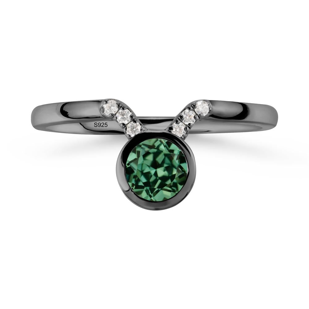 Taurus Zodiac Green Sapphire Ring - LUO Jewelry #metal_black finish sterling silver