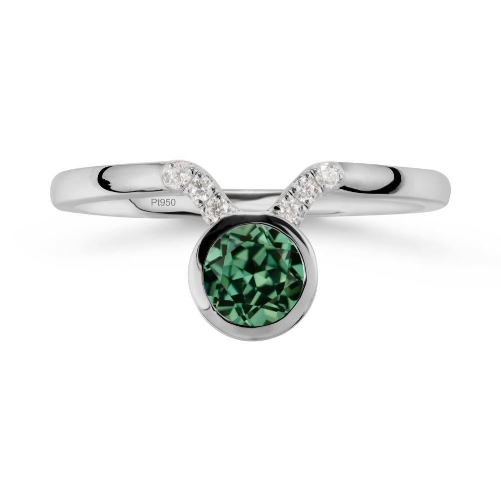 Taurus Zodiac Green Sapphire Ring - LUO Jewelry #metal_platinum