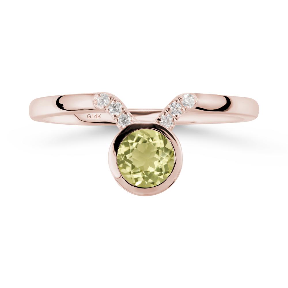 Round Lemon Quartz Taurus Zodiac Ring-Sensual & Loyal - LUO Jewelry #metal_14k rose gold