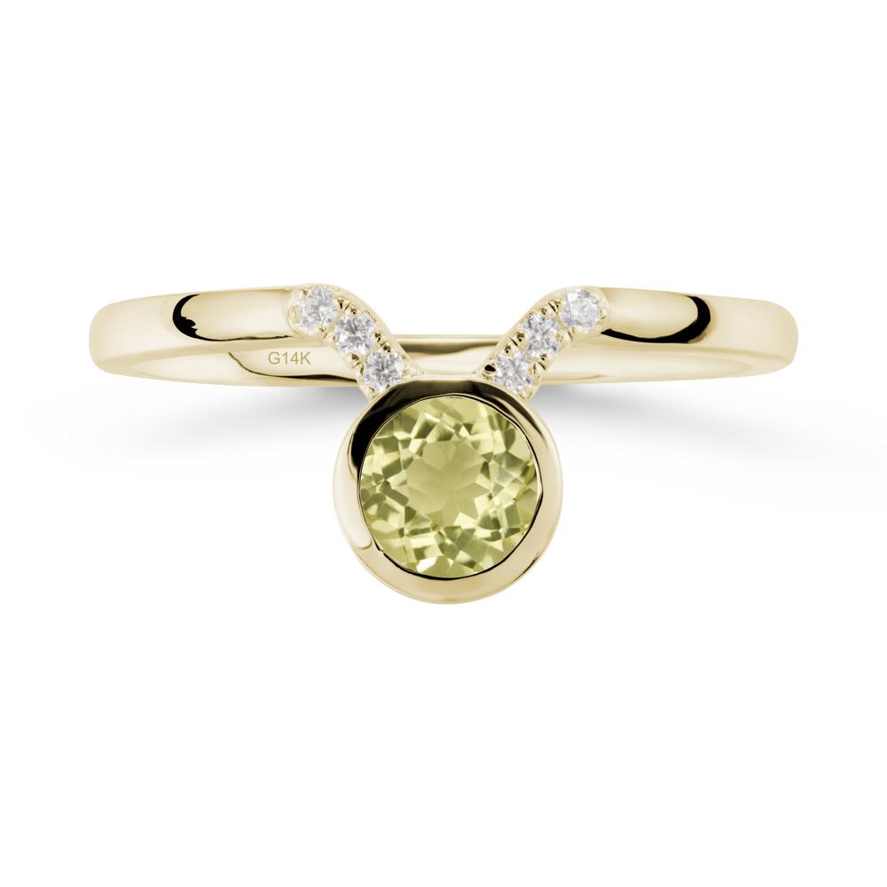 Round Lemon Quartz Taurus Zodiac Ring-Sensual & Loyal - LUO Jewelry #metal_14k yellow gold