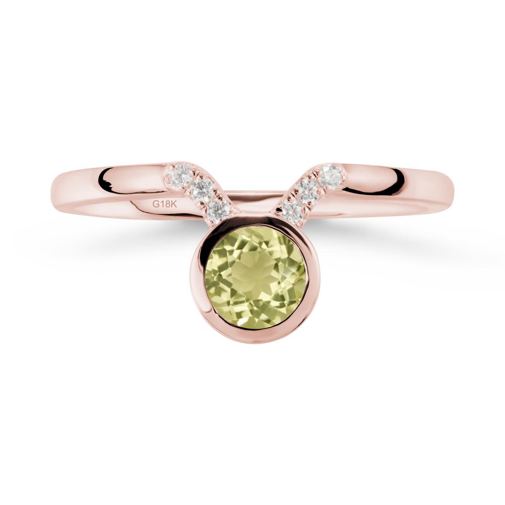 Round Lemon Quartz Taurus Zodiac Ring-Sensual & Loyal - LUO Jewelry #metal_18k rose gold