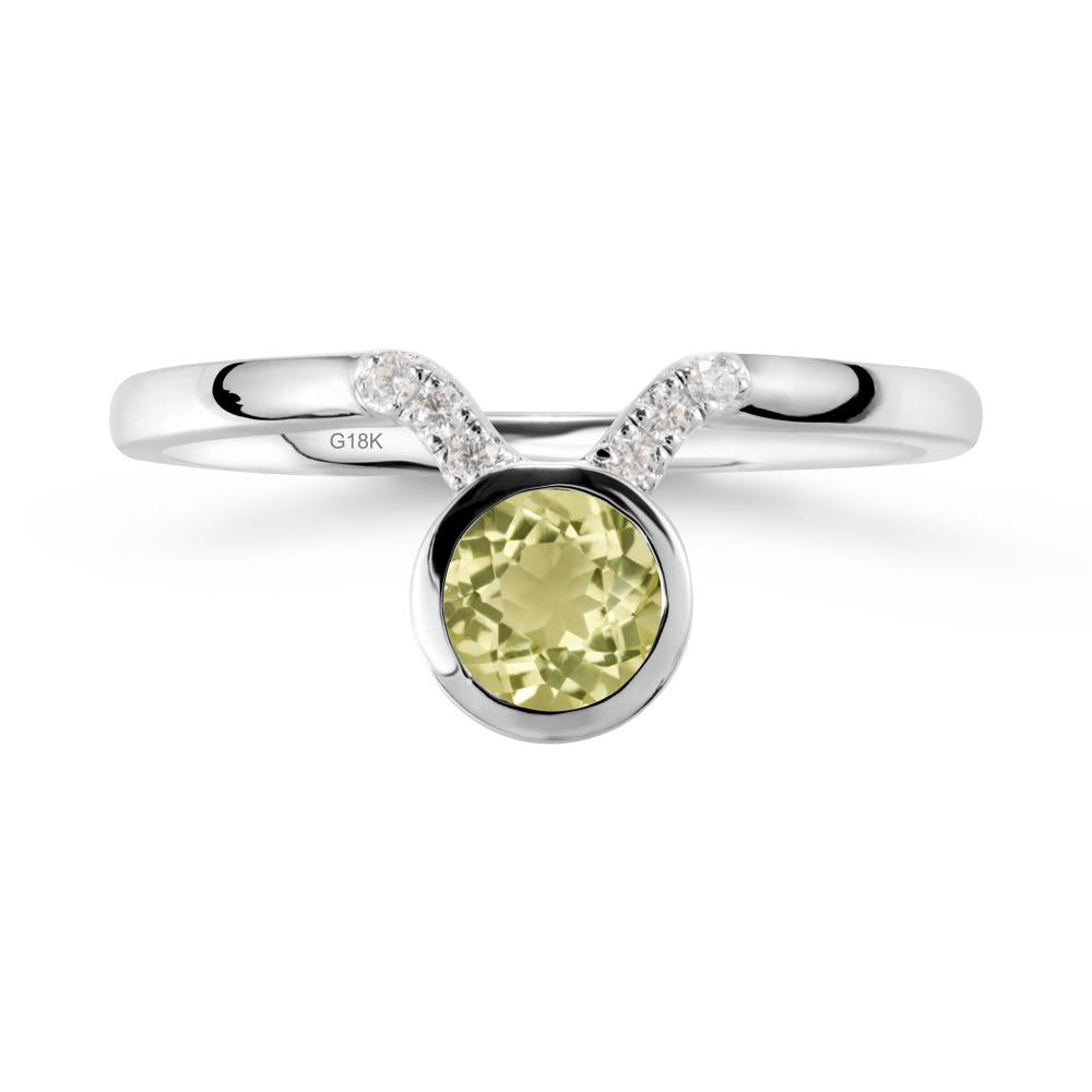 Round Lemon Quartz Taurus Zodiac Ring-Sensual & Loyal - LUO Jewelry #metal_18k white gold